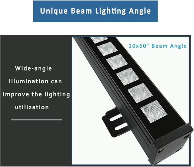 New Upgraded Wall Washer LED Lights with 10x60° Wide Angle, 36W 5000K Daylight Wall Washer Light, IP65 Waterproof Outdoor Indoor Bar Lights, 120V LED Light Bar for Display Sign Wall Lighting