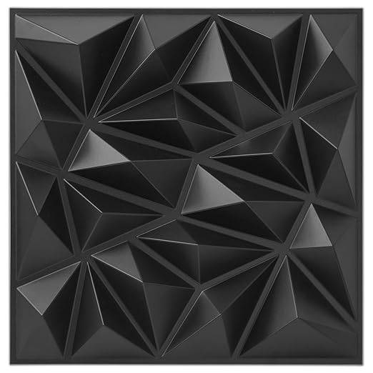 Art3dwallpanels 33 Pack 3D Wall Panel for Interior Wall Decor, PVC Textured Wall Panels, 3D Wallpaper Modern Wall Tiles, Black