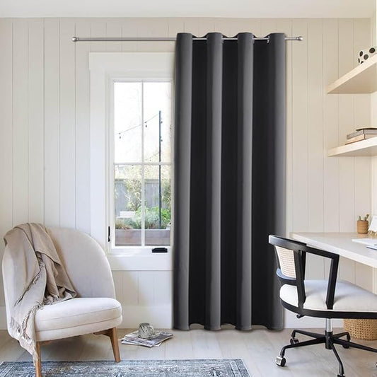 ChrisDowa Blackout Curtains 90 Inches Long for Living Room, Grommet Thermal Insulated Room Darkening Curtains for Bedroom (1 Panel Set, Dark Grey,52W x 90L)