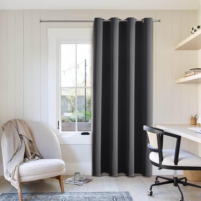 ChrisDowa Grommet Blackout Curtains for Bedroom - Thermal Insulated Room Darkening Curtains for Living Room (1 Panel Set, Dark Grey,52W x 95L)