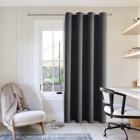 ChrisDowa Grommet Blackout Curtains for Bedroom - Thermal Insulated Room Darkening Curtains for Living Room (1 Panel Set, Dark Grey,52W x 95L)
