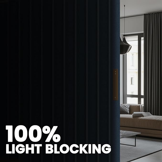 100% Blackout Privacy Room Divider Curtains Thermal Blackout Curtain for Patio Door, Include Ceiling Curtain Track, Bedroom Partition and Shared Office Space(Blue, W180 x L108, 1 Pack)