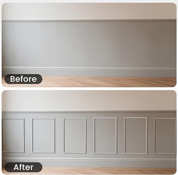 6 Sets Peel and Stick Wall Molding Kit, 12''x24'' Premade Wainscoting Accent Panels for Interior Wall Trim, Easy DIY Moulding Decor