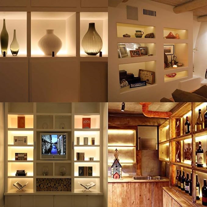 Cefrank Under Cabinet Lighting Bookshelf Light Bar - UL-Listed - Low Profile - Energy Saving - Cool to Touch - Soft Warm White