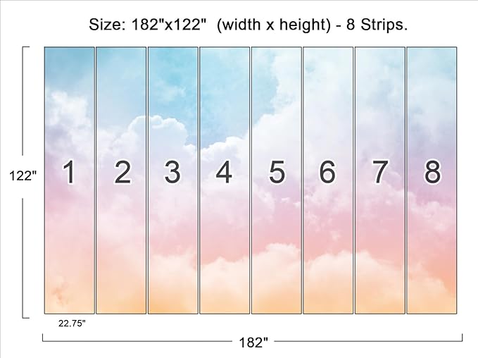 Cliouar-Wall Mural Wallpaper 3D Wallpaper Decorative Powder Cloud Bedroom Living Room Decor 182" x 122" (Not Self-Adhesive)