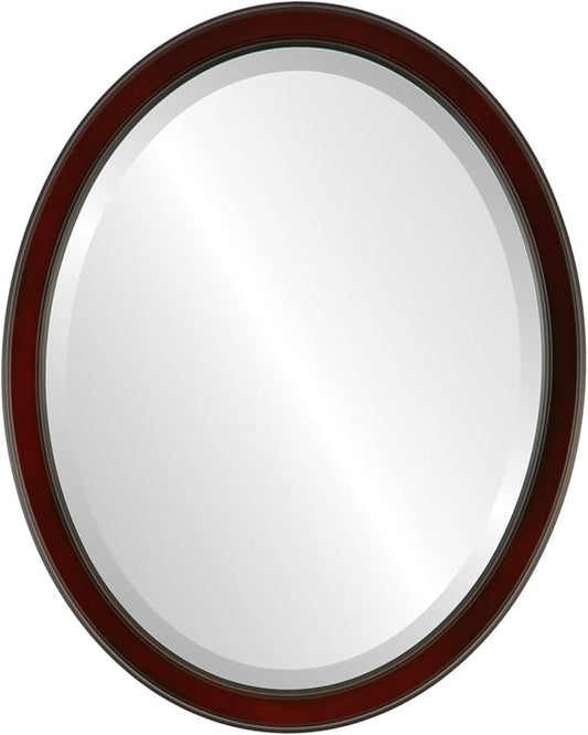 OVALCREST Oval Beveled Wall Mirror for Home Decor - Toronto Style - Rosewood - 26" x 20"