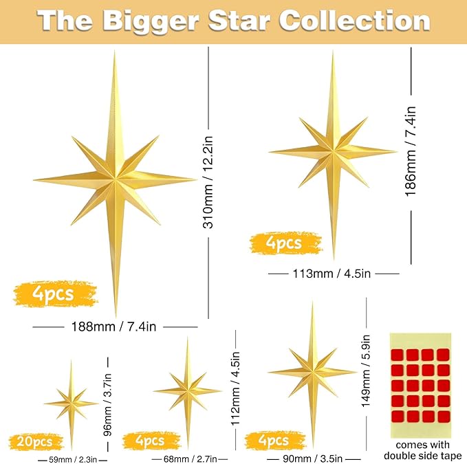 36 Pcs Mid Century Modern Decor,3D Star Art Wall Sculpture,Vintage Starburst Wall Decor,Star Hanging Sculptures Modern Celestial Home Decor,Retro Decor for Living Room Bedroom Front Door Home (36 Pcs)
