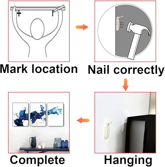 ARTFEB Modern Black Framed Wall Art, 3 Pieces Abstract Blue and White Painting Wall Art for Living Room Decor,Canvas Print Artwork Set for Bedroom Office Bathroom Decor,24"x32"x3piece