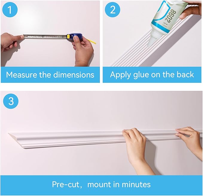 OUZUGIE Peel and Stick Wall Molding Kit Pre-Cut Wainscoting Panels for Easy DIY Interior Wall Decor & Accent Walls