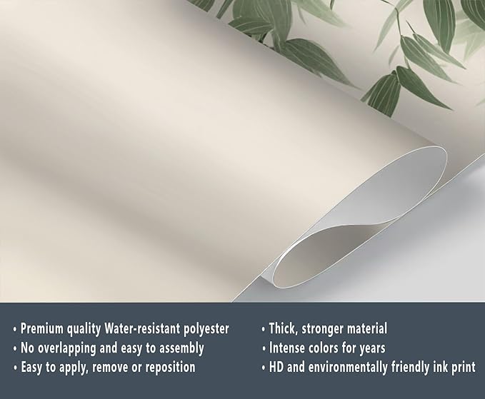 Chinese Mural Wallpaper, Green Bamboo Leaf Murals, Abstract 3D Landscape Murals Wallpaper for Living Room Bedroom Tv Background Wall Home Decor Mural (Not Peel Stick)