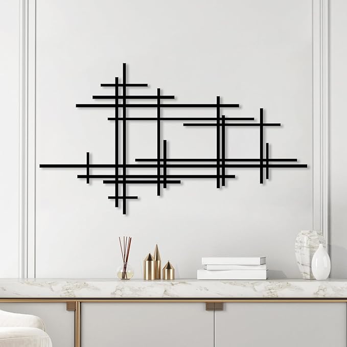 Modern Abstract Metal Wall Art, Mid Century Wall Decor, Luxury Style Decorations, Modern Minimalist Wall Sculpture, Metal Line Art for Home, Geometric Artwork, Large Above Bed Decor, Housewarming Gift