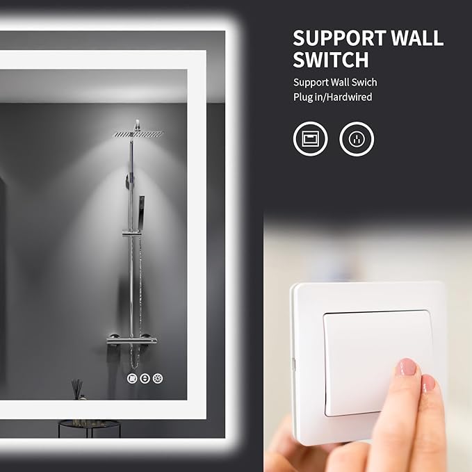 LOAAO 40"X36" LED Bathroom Mirror with Lights, Anti-Fog, Dimmable, Backlit + Front Lit, Lighted Bathroom Vanity Mirror for Wall, Memory Function, Tempered Glass, Shatter-Proof, ETL Listed