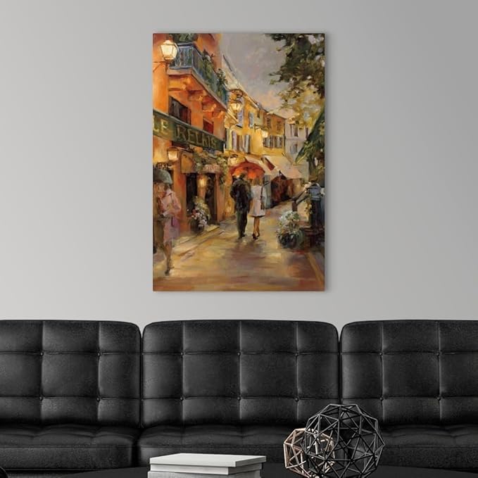 CANVAS ON DEMAND Evening in Paris Canvas Wall Art Print by Marilyn Hageman, Traditional, Home Decor, Street Scene Artwork, Nature Artwork, 24" x36in