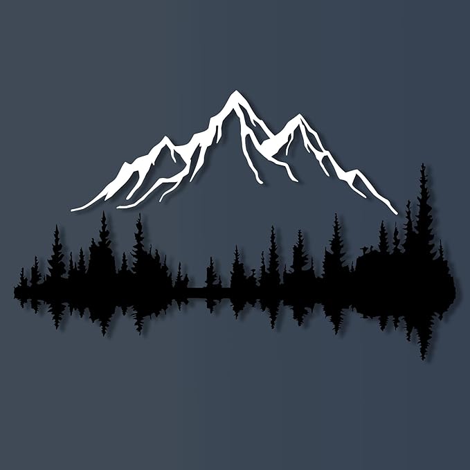 Metal Wall Art | Mountain & Forest Wall Sculptures | Rustic & Modern Wall Decor for Living Room, Home, Bedroom, Office, Kitchen & Outdoor (White, 29.1'' x 19.42'' IN)