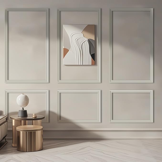 Art3dwallpanels Pre-Cut Wall Molding Set of 6 pcs, Ready-to-Assemble Wainscoting Panels for Interior Wall Décor Living Room Bedroom Accent Wall - Installed with Glue, 3 Top 3 Bottom