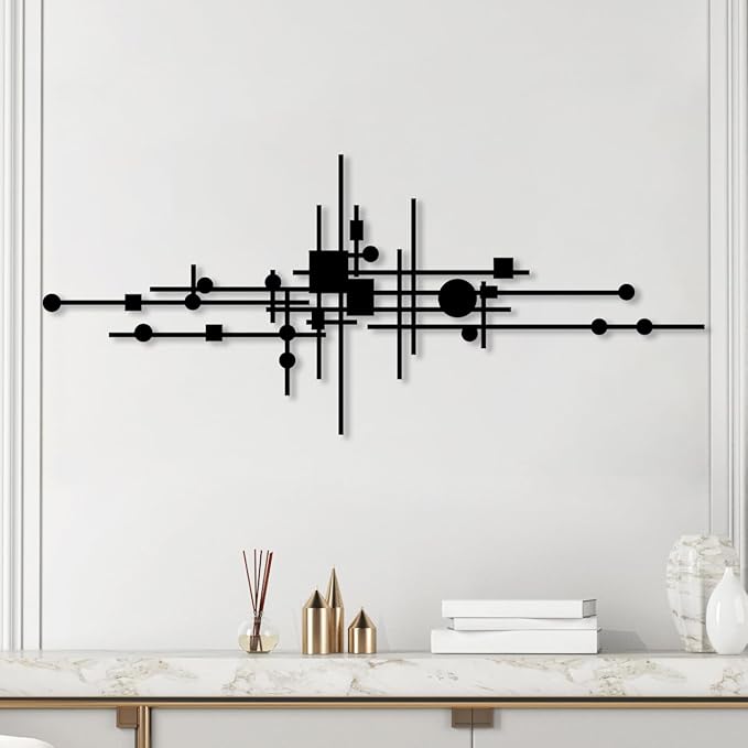 Modern Geometric Abstract Metal Wall Art, Modern Luxury Wall Decor, Mid Century Sign, Large Metal Wall Sculpture for Home, Layered Wall Decoration, Wall Hanging for Hallway Decor