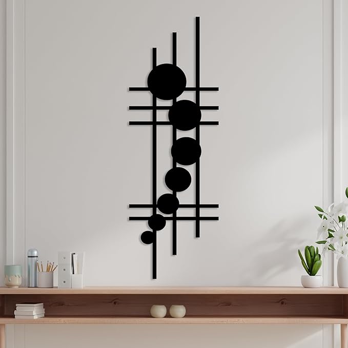 Modern Geometric Abstract Metal Wall Art, Mid-Century Modern Wall Decor, Geometric Wave Artwork, Large Wall Sculpture for Home, Layered Metal Wall Decoration, Housewarming Gift