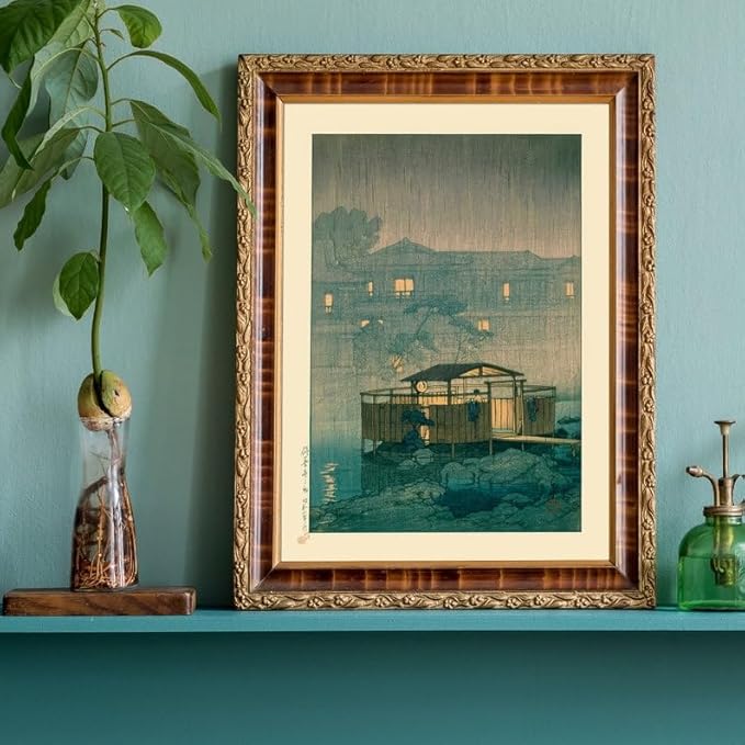 Nationcog Rainy Day in Japan Woodblock Poster, Kawase Hasui Vintage Print, Zen Japandi Wall Art, Relaxing Boho Decor for Bedroom or Living Room (Unframed) (12x18)