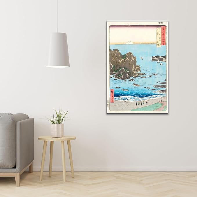OKRA Utagawa Hiroshige Canvas Wall Art - Choshi Beach, Toura Poster - Japanese Ukiyo-E Landscape Painting Classic Art Reproduction Traditional Japanese Wall Decor Unframed