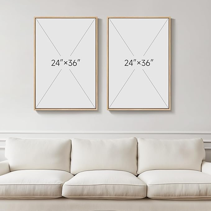 Large 3D Textured Framed Neutral Abstract Wall Art Set, 2 Piece Modern Paintings Artwork for Walls, Minimalist Beige Brown Geometric Line Pictures for Living Room Entryway Bedroom Wall Decor 24x36 In