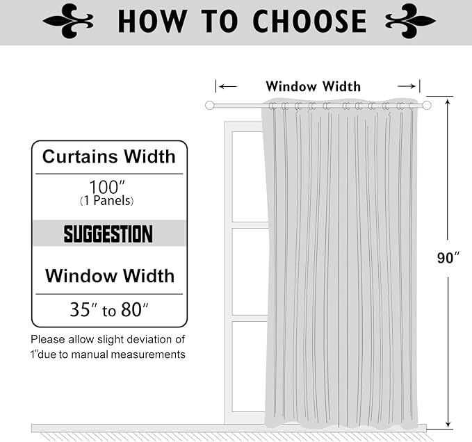 ChrisDowa Room Divider Curtain 90 Inches Long, Wide Blackout Sliding Door Curtain for Bedroom, Room Darkening Privacy Window Curtain for Patio Door (1 Panel Set, Black, 100 x 90 Inch)