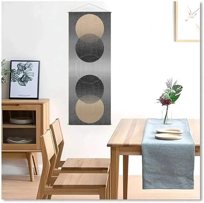 Japanese Hanging Scroll Wall Art: Zen-Enso Circle Vertical Tapestry - W15.7xH47.2" - Feng Shui & Lucky Symbols for Home, Office Decor - HD Print-CTT-7