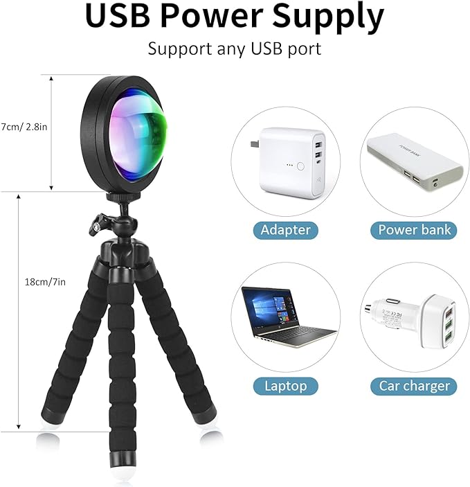 Balkwan Sunset Lamp Projection Rotation LED Romantic Modern Floor Stand Night Light with USB for Living Room Bedroom Aesthetic Decor Christmas Party Gifts Idea for Girls Women (16 Colors)