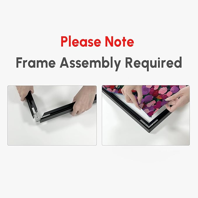 60"x60" XL Framed Wall Art Colorful Wildflower Garden Abstract Pink and Red Floral Field (Frame Assembly Required)