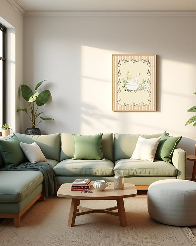 ARPEOTCY Small Framed Canvas Wall Art, 12x16in, Silly Goose Floral Art, Nursery Wall Decor for Kids boys girls baby Room, Vintage Bedroom Decor