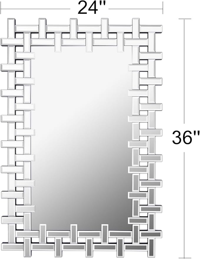 Large Decorative Wall Mirror, 40'' X 28'' Elegant Living Room Mirror with Beveled Mirrored Frame, Rectangular Accent Mirror for Entryway, Bathroom, Dining Room