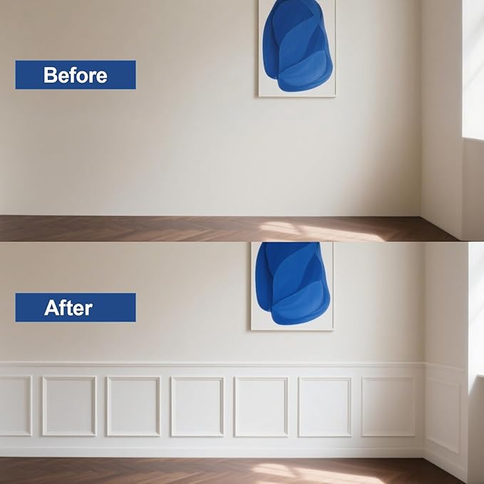 NeatiEase 12 Set Peel and Stick Wall Molding Trim Kit, 20" x20" Premade Wainscoting Panels, Self Adhesive Moulding Panel for Interior Walls Picture Frame