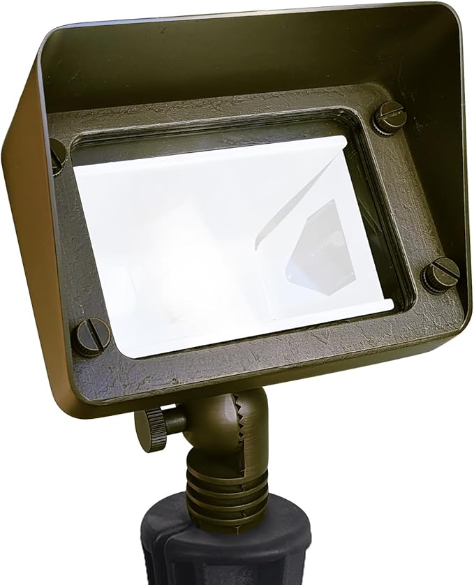COLOER Brass Rectangular Flood Lights 1-Pack Without Blub, 12V Low Voltage Landscape Floodlights for Outside, Outdoor Wall Lights Illuminating Signs, Walls and Plant Material