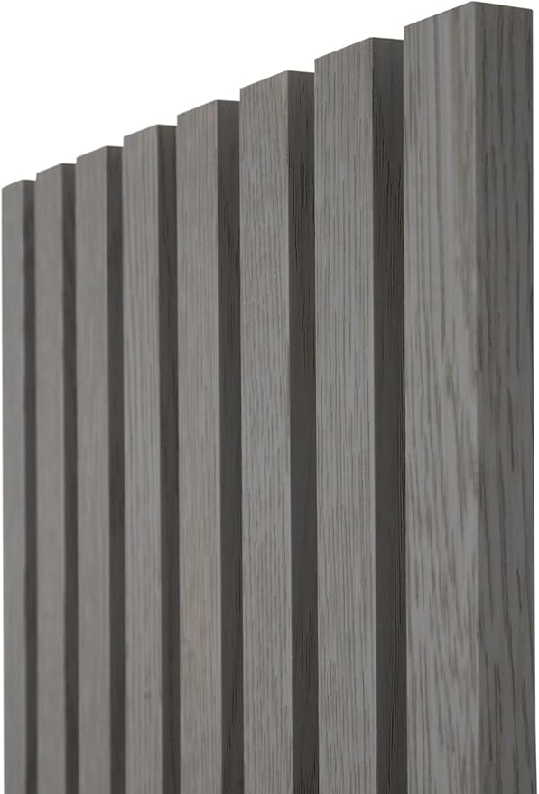 94" x 12.6" 3D Acoustic Slat Wood Wall Panels | Modern Sound-Dampening & Eco-Friendly Design (2-Piece Set) (Silverwood Gray)