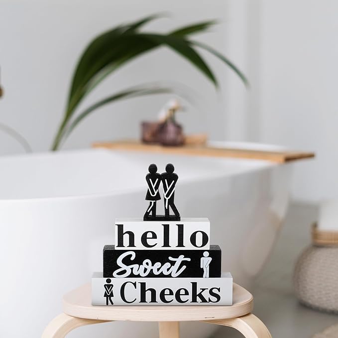 4 Pcs Funny Bathroom Decor Farmhouse Modern Bathroom Decoration Western Hello Sweet Cheeks Table Centerpiece Christmas