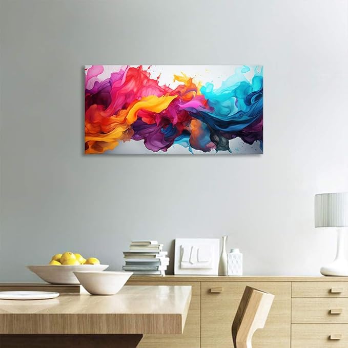 BYXART Abstract Canvas Wall Art for Living Room Colorful Artwork For Bedroom Fantasy Painting Multicolor Prints Picture for Bathroom Home Office Decoration 40L x 20W