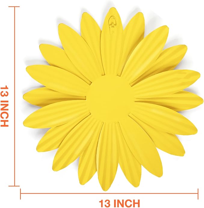 Metal Flowers Outdoor Decor 13" Metal Sunflower Wall Art Decorations Sunflower Wall Decor for Kitchen Living Room Porch Garden Yard