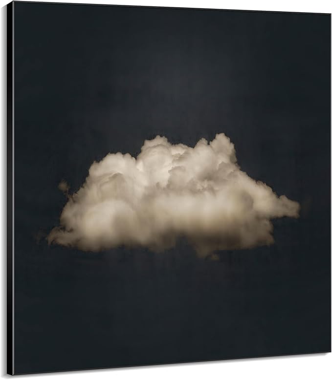 36"x36" Large Framed Wall Art - Vintage Cloud on Dark Background (Frame Assembly Required)