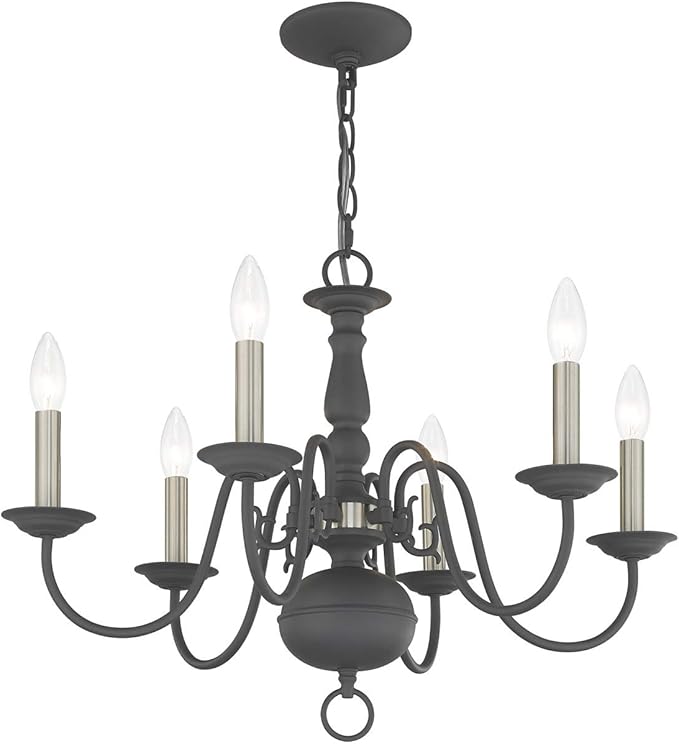 Livex Lighting Williamsburgh 6 Lt Scandinavian Gray Chandelier
