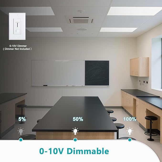 2x4 LED Flat Panel Light for Drop Ceiling, 18 Pack, 6600LM, 0-10V Dimmable, 4CCT 3000K/4000K/5000K/6000K, Selectable 40W/50W/60W, ETL Listed, 100-277V, 5-Year Warranty