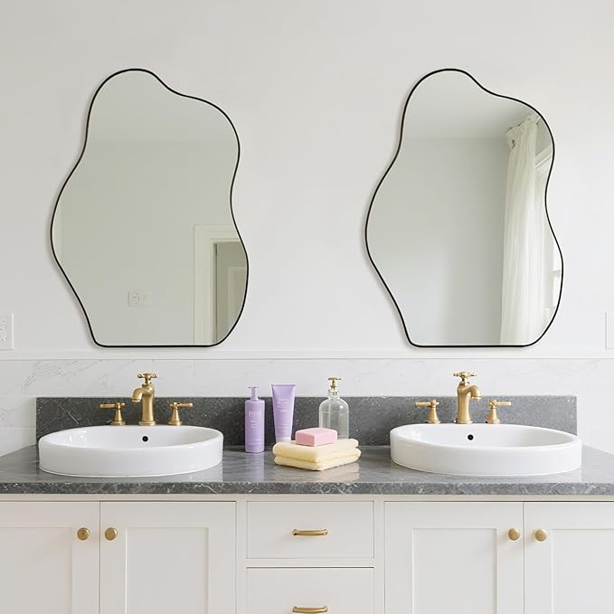 BOMINICA Irregular Wall Mirror - Asymmetrical Mirror for Bathroom, Living Room, Entryway, Bedroom - 20" x 28"