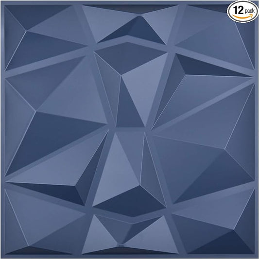 Art3d 19.7in x 19.7in (Pack Of 12) Wall Panel Diamond, Blue