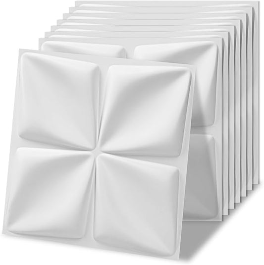 Art3d 100 Pack Decorative 3D Wall Panels, 97 Sq.Feet PVC Interior Wall Décor, 11.8"x11.8", White