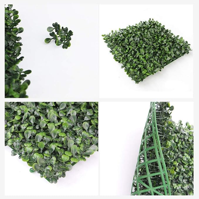48 PCS Grass Wall Panels, 10"x 10" Artificial Boxwood Hedge Greenery Backdrop Covers, Privacy Hedge Screen for Indoor Outdoor Garden Backyard Fence
