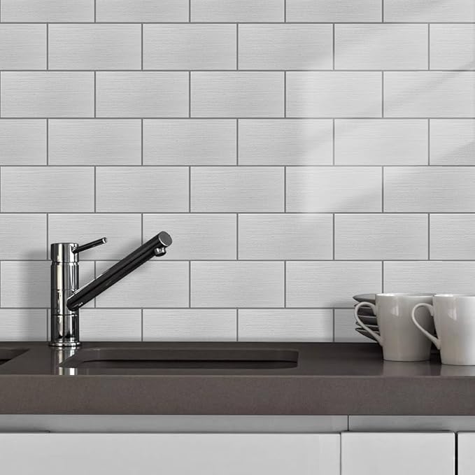 AULIGET Peel and Stick Backsplash Metal Tile, 6" x 12" Stick on Tiles for Backsplash Kitchen, Pack of 2