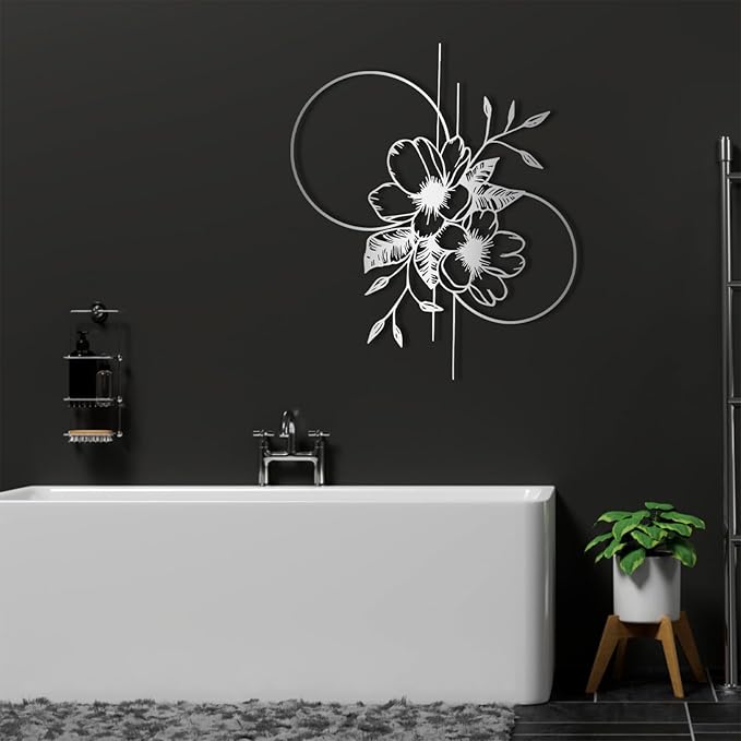 Metal Flowers Wall Decor, Metal Flower Wall Art, Metal Floral Wall Decor, Flower Art Wall Decor, Wall Flowers Wall Decor, Metal Flowers, Wall Hangings for Living Room, Bedroom (Black, 30x26in|76x65cm)