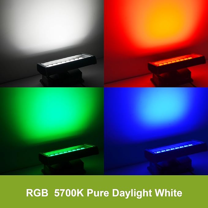LED Wall Washer Flood Lights with RF Remote, 144W RGBW+5700K Color Changing Wash Lighting Waterproof Heavy-duty LED Wall Washing Light for Outdoor & Indoor Lighting Projects, Church, Building, Hotels