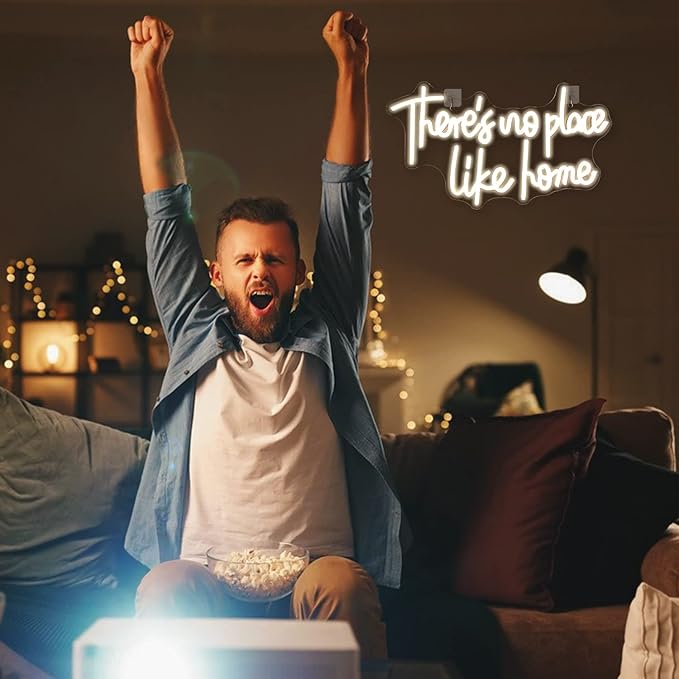 Lucunstar There‘s No Place Like Home Neon Sign,Neon Sign For Room,Warm White Led Neon Light for Wall Decor,Light Up Sign for Wedding,Home Party,USB Connectivity Bedroom Decor,Home Decor