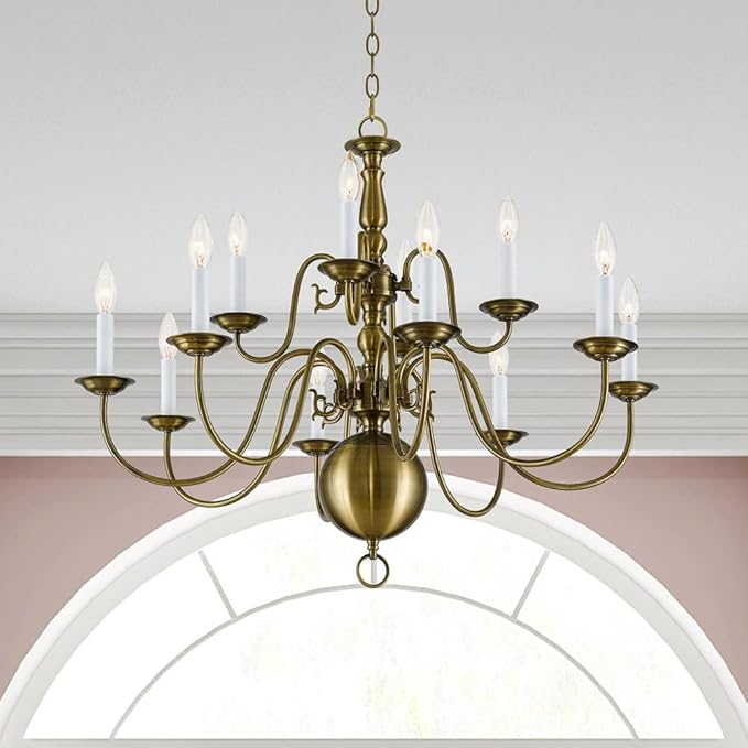 Livex Lighting 5014-07 Williamsburgh 12-Light Chandelier, 25.75" x 1" x 25.75", Bronze