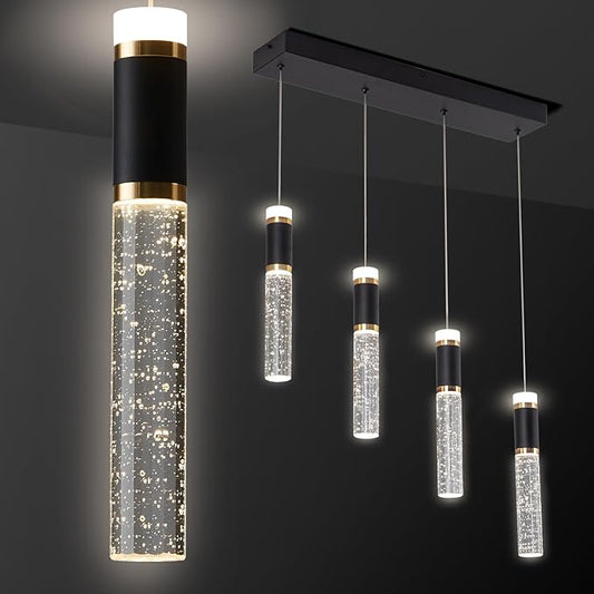 4-Light Modern LED Chandelier,Dimmable Hanging LED Pendant Light for Kitchen Dining Room Bedroom Kitchen Island Cafe