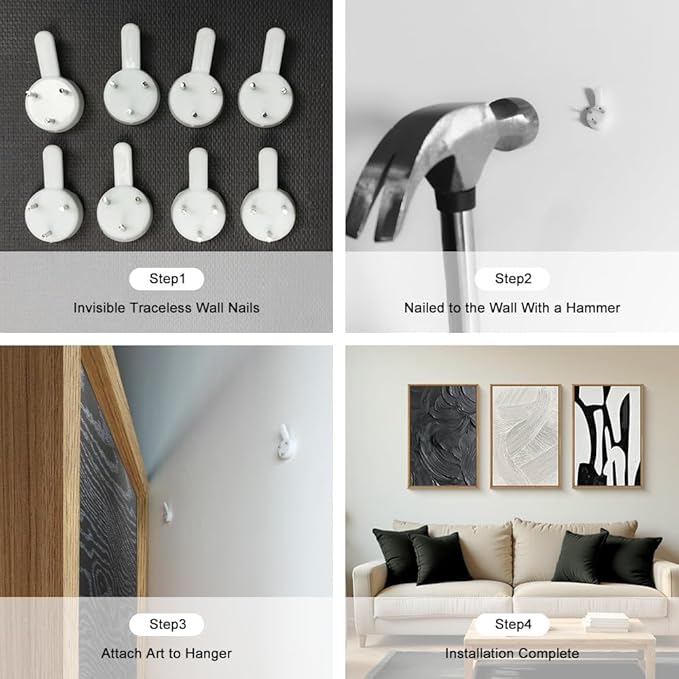 Black and White Abstract Framed Canvas Wall Art Set, Modern Textured Brushstroke Wall Decor,Neutral Minimalist Line Art Print for Living Room,Bedroom,Dining Room, Office-24 x36 x3